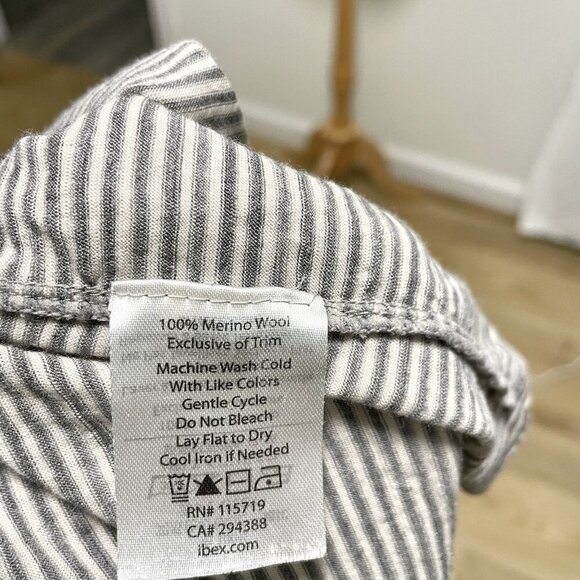 IBEX 100% Merino Wool Open Front Draped Cardigan Sweater Gray Stripe size XL - Picture 13 of 13